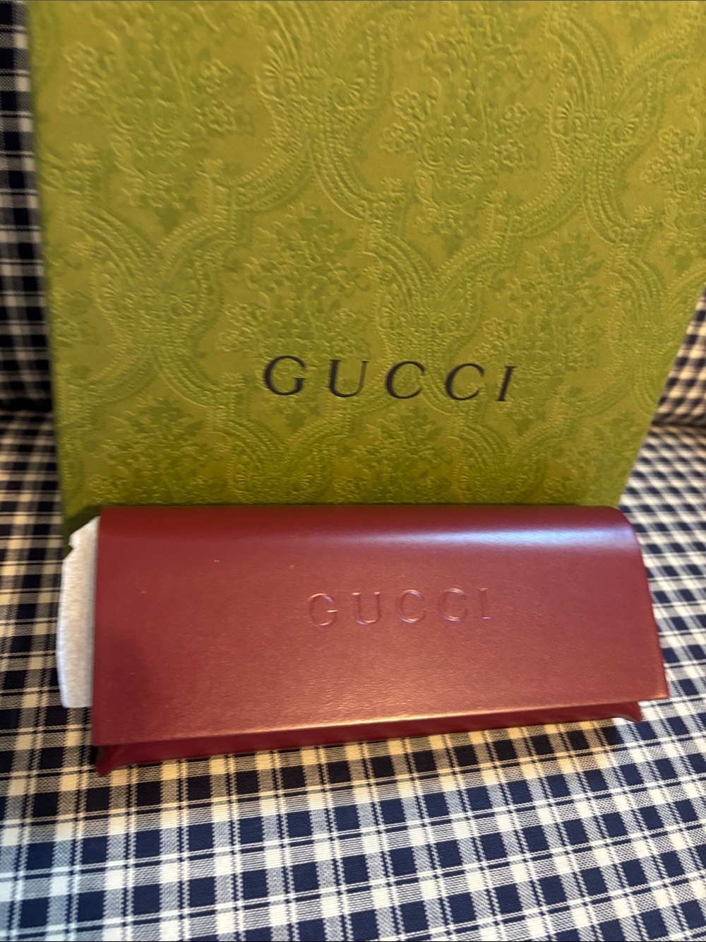 Gucci Maroon Leather Eyewear Case